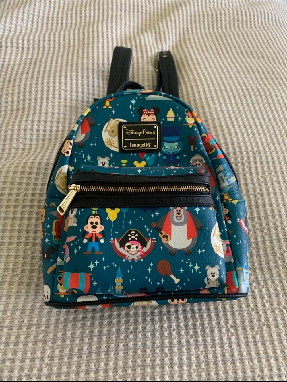 Disney Teal Kids Mini Backpack with Colorful Character Print